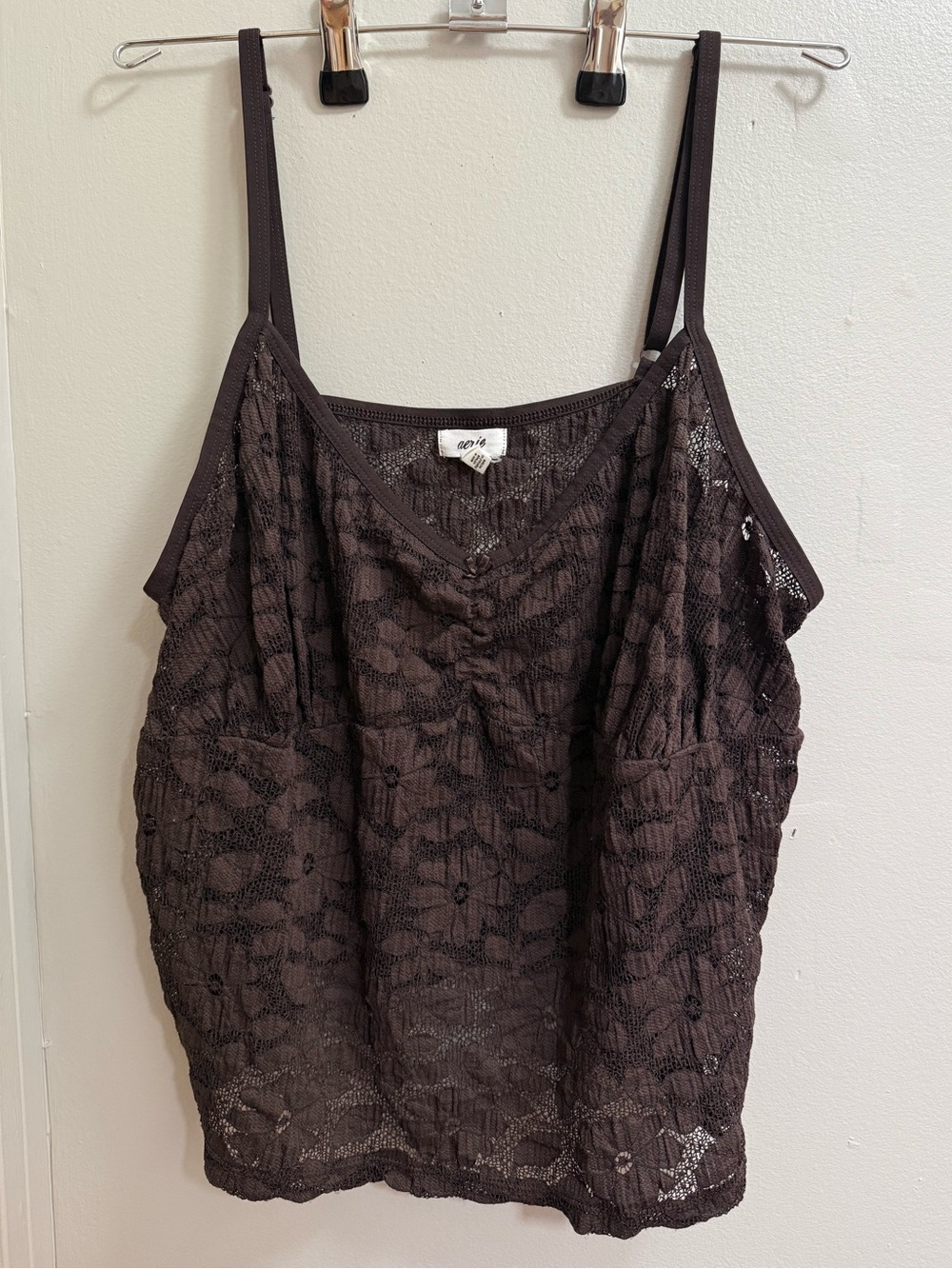 Aerie Dark Brown Lace spaghetti strap Camisole Sz XL